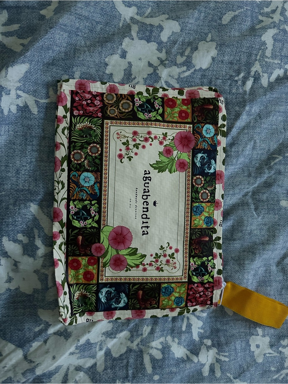 Agua Bendita Floral Zip Pouch - Pink, Green & Yellow Accents